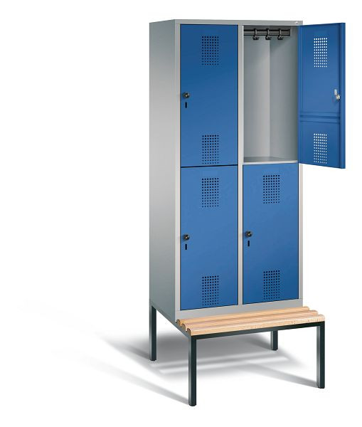 C+P Spind doppelstöckig Evolo, H2090xB810xT815mm, Farbe: Weißaluminium / Enzianblau, 48350-22 S10231