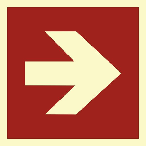 Moedel Richtungsangabe DIN ISO 3864, Folie, rot/nachleuchtend, 160-mcd, 200x200 mm, 57187