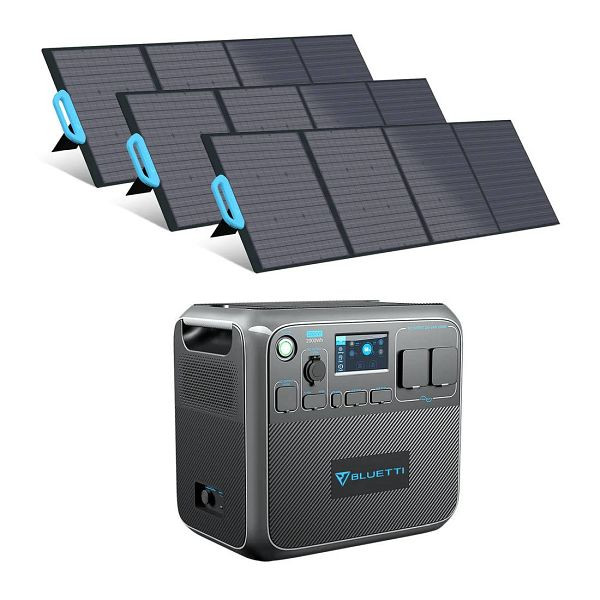 BLUETTI AC200P Tragbare Solargenerator + 3x PV120 Solarpanele, AC200P+3xPV120