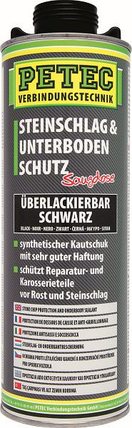 Petec Steinschlag- & Unterbodenschutz Kautschukbasis, Überlackierbar, Schwarz, 1.000ml, VE: 6 Stück, 73210