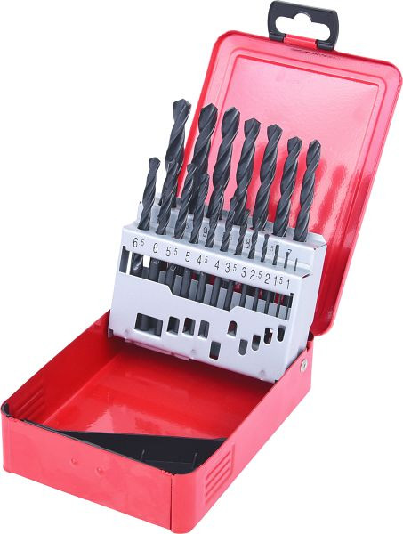 KS Tools HSS-R Spiralbohrer-Satz, Stahlblechkassette, 19-teilig, 1-10mm, 330.1610