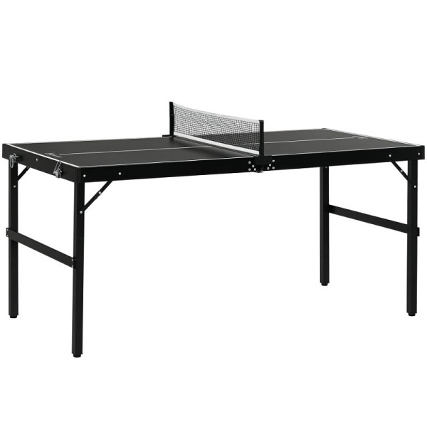 SPORTNOW Tischtennisset, faltbar, Schloss und Griff, Aluminiumrahmen, 152x76x72 cm, Schwarz, A90-340V80BK