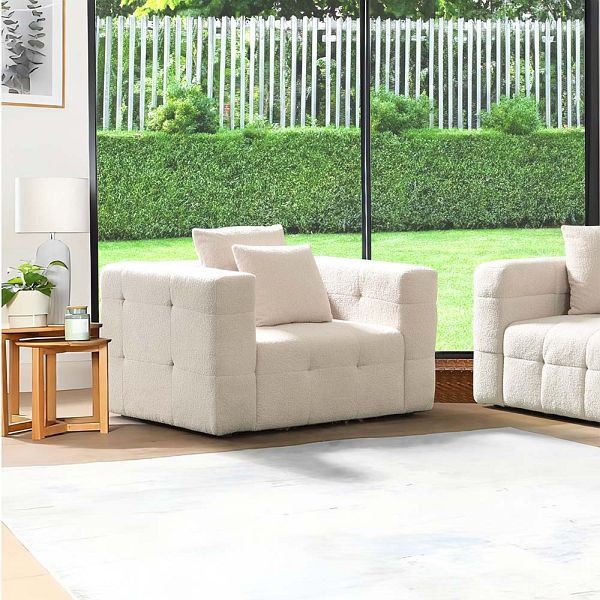 HOME DELUXE Teddy Sessel Bouclé COMO, 132 x 92 cm Beige, 58464