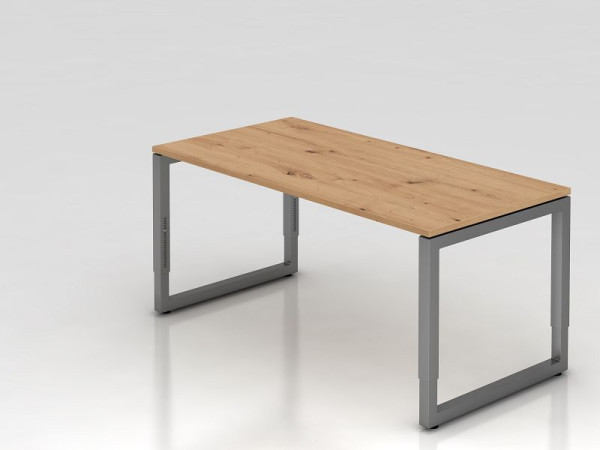 Hammerbacher Schreibtisch RS16, 160 x 80 cm, Platte: Asteiche, 25 mm dick, 2 mm ABS-Kante, Rechteckform mit schwebender Tischplatte, Graphit, VRS16/R/G
