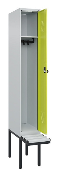 C+P Spind Evolo PLUS, 1 Abteile, 2120x300x815mm, 7035/0024, Haken 3, Drehriegel, Sitzfläche Kunststoff, 0490407-10 S10069