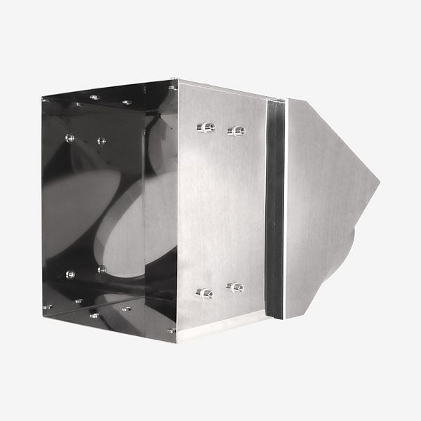 HKW Schurrenkasten mit 45° Winkel Abgang, Edelstahl Ø 250 mm, quadratisch, 708275-25