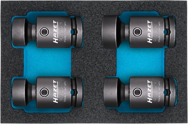 Hazet Schlag-, Maschinenschrauber Steckschlüssel Satz 1721, Gelenk, 1/2 Zoll (12,5 mm) Vierkant, 900SG-1721/4