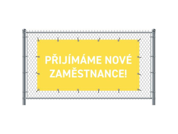 Showdown Displays Zaun-Banner 200 x 100 cm Wir Stellen Ein Tschechisch Gelb, FBG200-100-I759