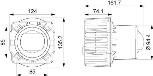 HELLA asymmetrisch/DE/LED-Scheinwerfereinsatz, Hauptscheinwerfer - 90mm Essential L4565 - 24/12V - rund - ECE-R149/E4 0014/ECE-R10/E1 9211, 1LL 015 318-011