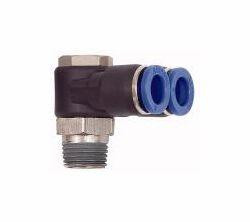 Riegler Y-Winkelsteckverschraubung mit Außensechskant, drehbar, Außengewinde konisch mit Gewindebeschichtung, 109630