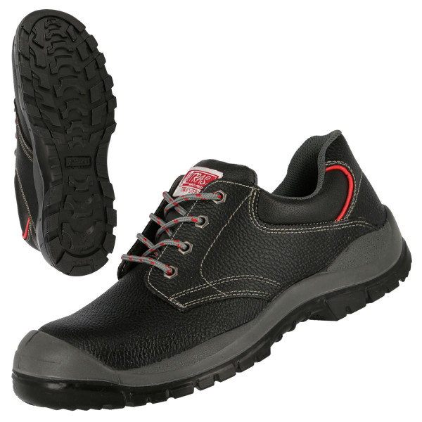 NITRAS STEP, S3 Sicherheitshalbschuhe, strapazierfähiges Vollleder, schwarz, widerstandsfähige PU / TPULaufsohle, Größe: 42, VE: 10 Paar, 7200-42