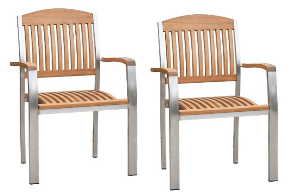 Merxx Keros Stapelsessel, 2er Set, Edelstahl mit FSC Akazienholz, 50850-011