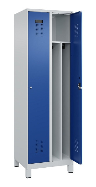 C+P Spind Evolo PLUS, mit Füßen, 2 Abteile, 1950x600x500mm, 7035/5010, Verschluss Zylinderschloss, 049010-20F S10033