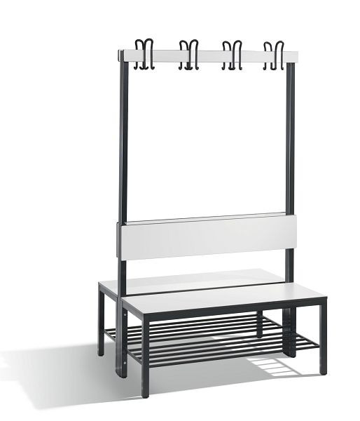 C+P Doppelseitige Garderobenbank mit Rückenlehne, Basic Plus, H1650xB1000xT760mm, 8060-210 S10002