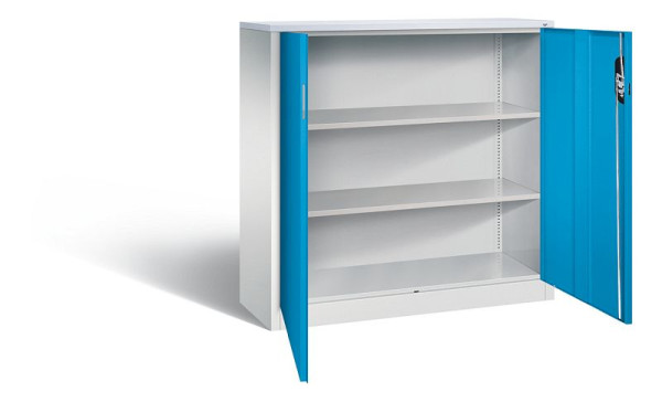 C+P Büroschrank Acurado, H1200xB1200xT400mm, Farbe: Lichtgrau / Lichtblau, Muldengriff, 3 OH, 9467-1200 S10189