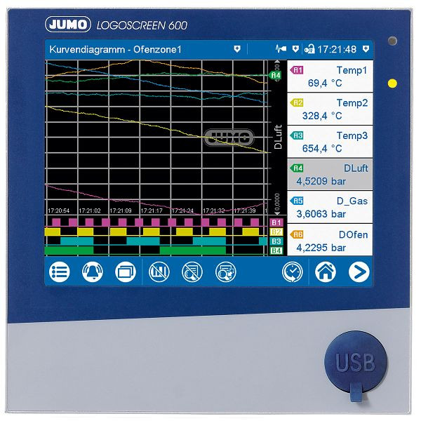 JUMO Bildschirmschreiber mit Software-Paket, 3 Analogeingänge, 230 V, 00647843
