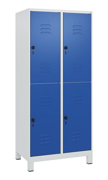 C+P Doppelstöckiger Spind Classic PLUS, Füße, 2 Abteile, 1800x800x500mm, 7035/5010, Drehriegel, 0803107-22 S10003