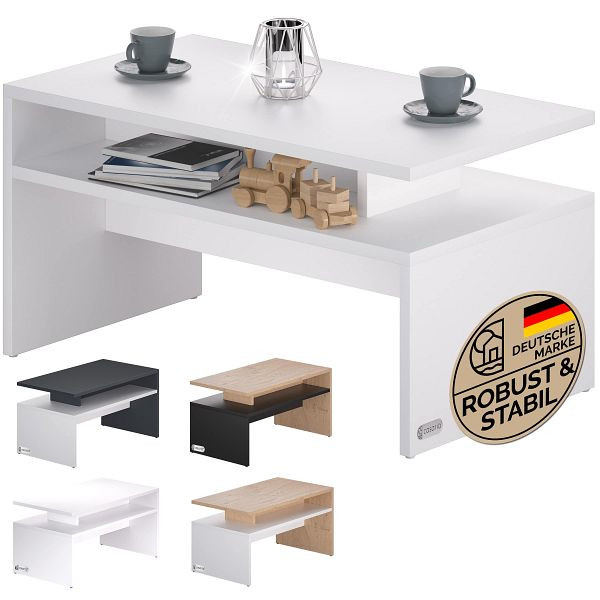 casaria Couchtisch Sacramento Weiß 95x55x50cm, 109566, 4251779129799