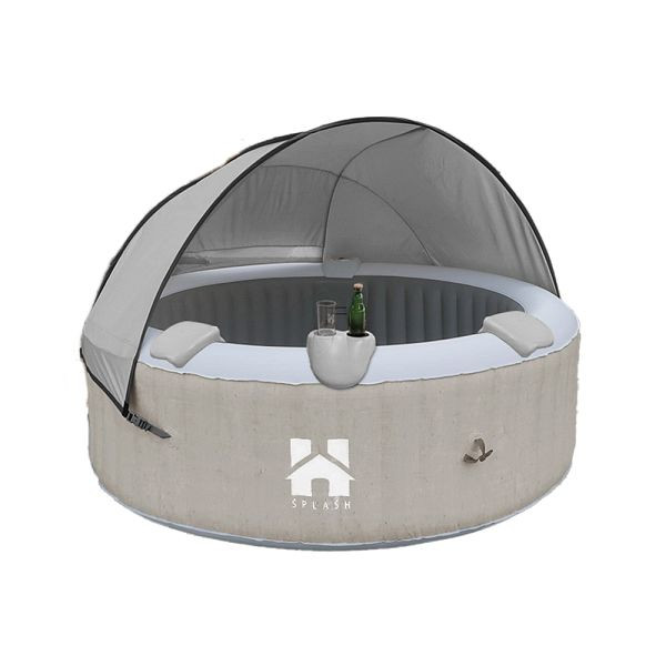 HOME DELUXE Outdoor Whirlpool SPLASH inklusive Kissen, Getränkehalter und Sonnendach - Farbe Beige, 51813