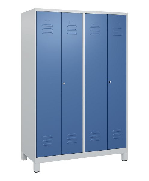 C+P Umkleidespind Classic PLUS SW, Füße, 4 Abteile, 1800x1200x500mm, 7035/5023, Zylinderschlösser, 0800127-40 S10020