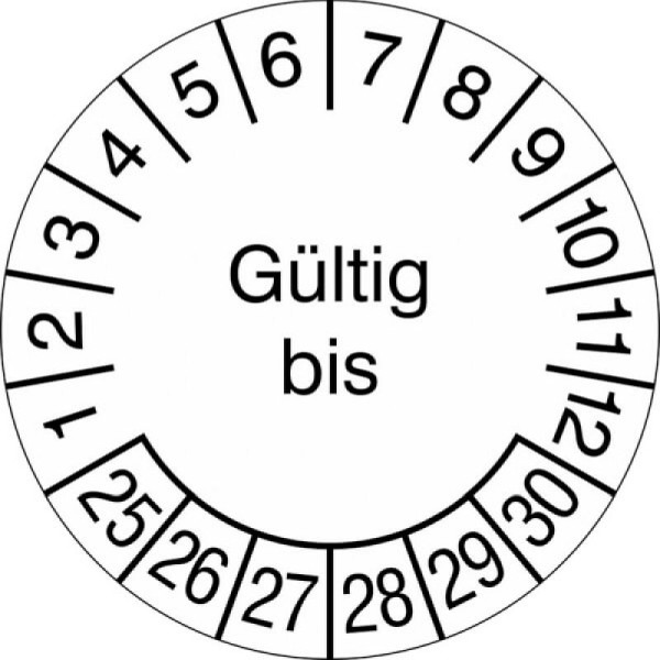 Stein HGS Prüfplaketten ohne Jahresfarbe (6 Jahre), Gültig bis, 2025-2030, 31.3688-25