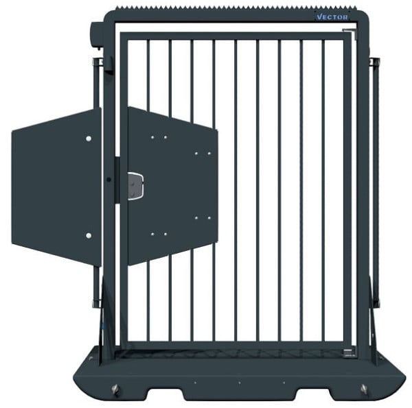 SCHAKE-VECTOR Mobile Tür V-Door, verzinkt + schwarz-matt pulverbeschichtet, ohne Zutrittskontrolle, auf Plattform montiert, als Fluchttür, VPDP22SFB0235