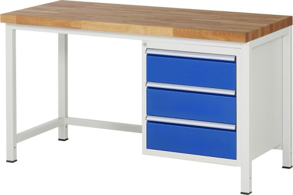 RAU Werkbank Serie 8000 - Gestell-Bauweise (Schweißgestell), Unterbau-Container (3x Schublade), 1500x840x700 mm, 03-8157A1-157B4S.11