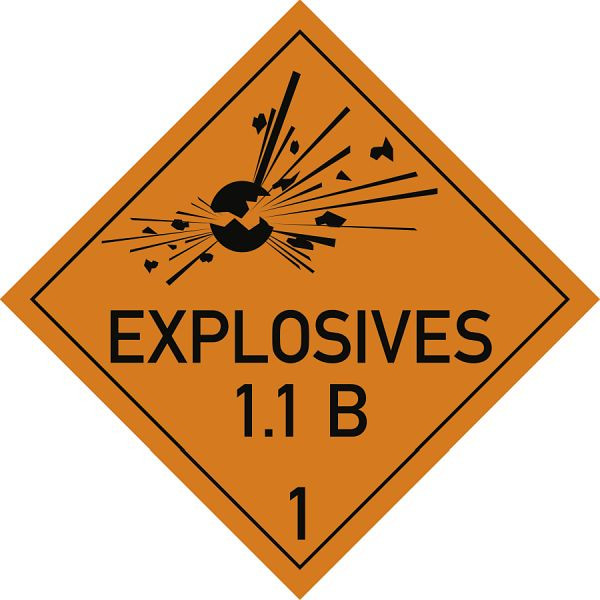 Moedel Gefahrzettel Klasse 1-Ukl. 1.1/B Text EXPLOSIVES, Papier, 100x100mm, VE: 1000 Stück/Rolle, 66128