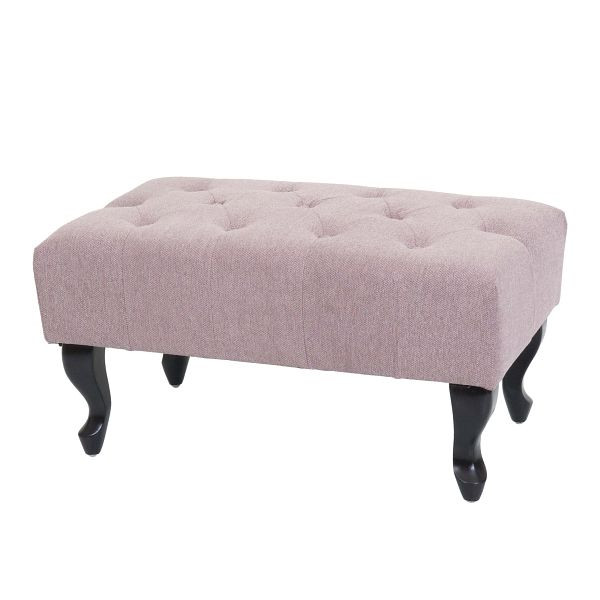 Mendler Ottomane Chesterfield, Sitzhocker Fußablage Hocker, wasserabweisend Stoff/Textil 39x77x47cm, hellrosa, 109533