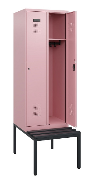 C+P Spind Evolo PLUS, 2 Abteile, 1950x600x815mm, 3015/3015, Zylinderschloss, Material Sitzfläche Kunststoff, Sitzbank, 0490505-20 S10105
