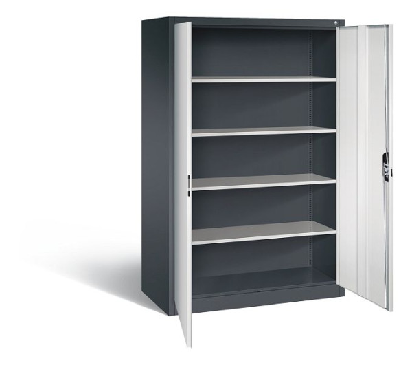C+P Büroschrank Acurado, H1950xB1200xT600mm, Farbe: Schwarzgrau / Lichtgrau, Muldengriff, 5 OH, 9490-000 S10612
