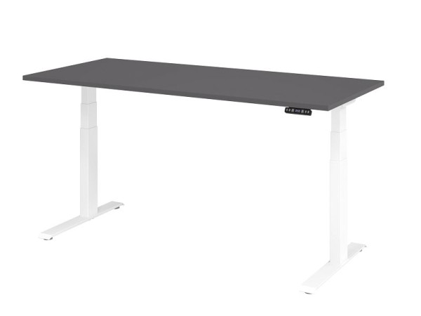 Hammerbacher Schreibtisch XDKB19, 180 x 80 cm, Platte: Graphit, 25 mm dick, ABS-Dickkante, Rechteckform, Weiß, VXDKB19/G/W