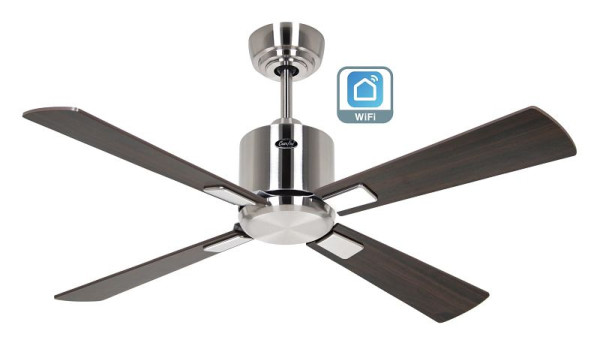 CasaFan Deckenventilator Eco Neo III 103 Chrom gebürstet-Massivholz Nussbaum gebeizt/Kirsche WiFi, 942111W