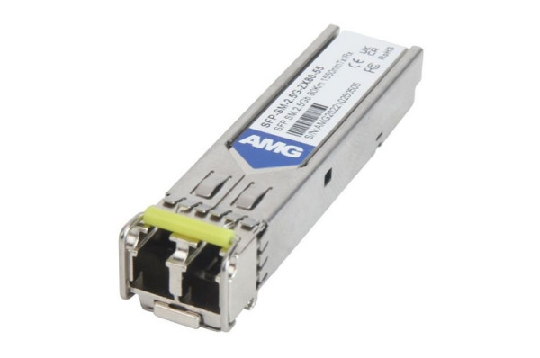 AMG Systems SFP, 2.5Gb/s, Doppelfaser, Singlemode, 80km Reichweite Tx/Rx: 1550nm, LC, DDM, SFP-SM-2.5G-ZX80-55