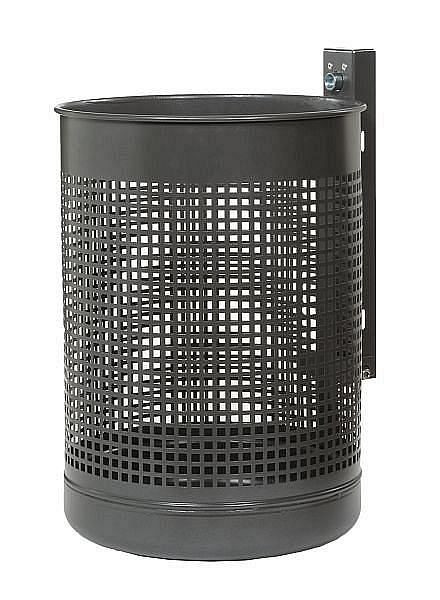 Renner Abfallbehälter ca. 50 L, gelocht, zur Wand- und Pfostenbefestigung, feuerverzinkt und pulverbeschichtet, anthrazit-eisenglimmer, 7014-00PB DB703