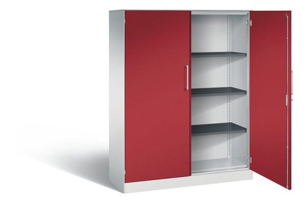 C+P Flügeltürenschrank Asisto, H1635xB1200xT435mm, Farbe: Lichtgrau / Rubinrot, Bügelgriff, 4 OH, 141011-000 S10059