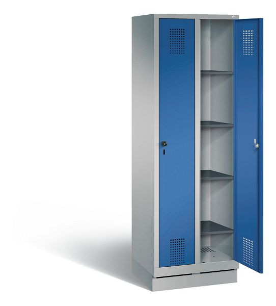 C+P Wäsche-Spind Evolo, H1800xB610xT500mm, Farbe: Weißaluminium / Enzianblau, 48020-20B S10033