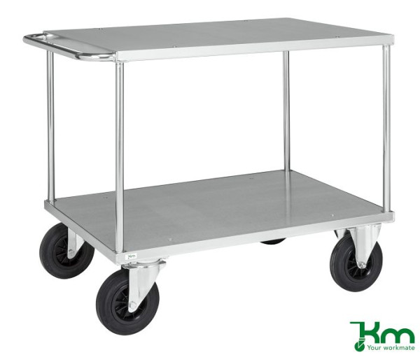 Kongamek Tischwagen, 2 Bock- und 2 Lenkrollen aus Vollgummi mit Bremsen, 1100 x 700 x 870 mm, Serie 600, KM637-2B