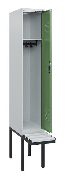 C+P Spind Evolo PLUS, 1 Abteil, 1950x300x815mm, 7035/6011, Zylinderschloss, Material Sitzfläche Kunststoff, 0490405-10 S10091