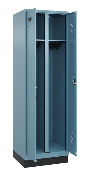 C+P Schwarz-Weiß-Spind Evolo PLUS, mit Sockel, 2 Abteile, 1950x600x500mm, 0010/0, Zylinderschloss, 049022-20 S10048