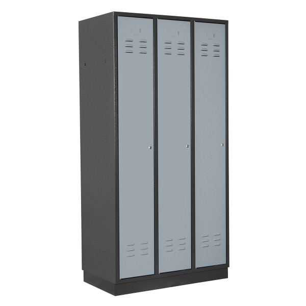 ADB Spind 3-türig, Farbe RAL 7016/7001, regular door, 41904