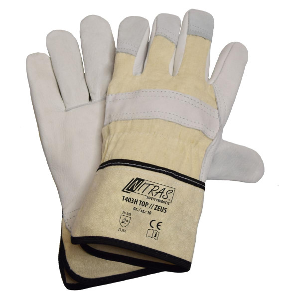 NITRAS Rindvolllederhandschuh ZEUS weiß, TOP-Selektion, Größe: 12, VE: 120 Paar, 1403HTOP-12