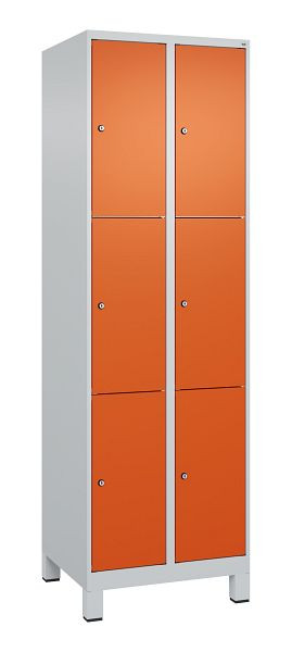 C+P Schließfachschrank Classic PLUS, Füße, 2 Abteile mit je 3 Fächern, 1950x600x500mm, 7035/2004, 080010-203 S10019