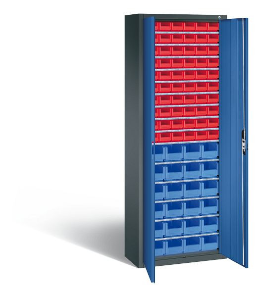 C+P Magazinschrank Serie 13, H1980xB700xT300mm, Farbe: Anthrazitgrau / Enzianblau, Muldengriff, 133113-22 S10123