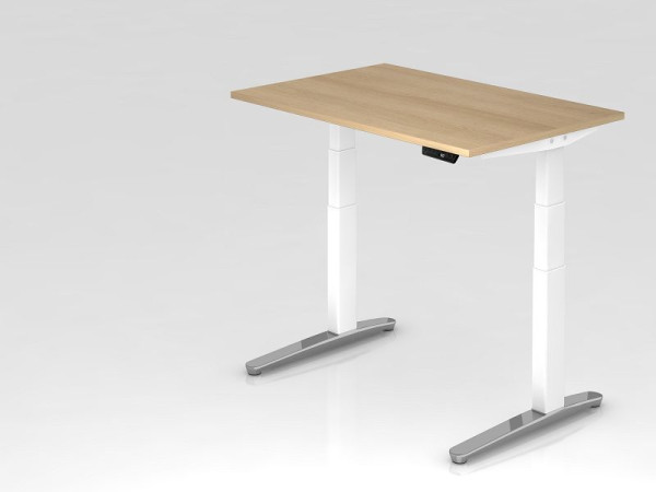 Hammerbacher Sitz-Steh-Schreibtisch elektrisch 120x80cm Eiche/Weiß, poliert, Rechteckform, VXBHM12/E/WC