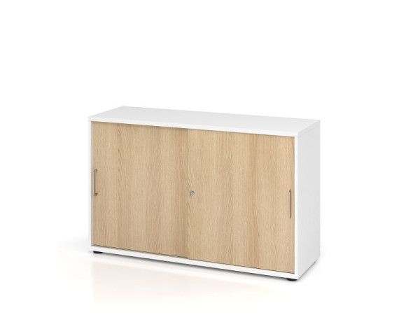 Hammerbacher Schiebetürschrank 1752S BS, 2 OH, Korpus: Weiß / Front: Eiche, 120 x 40 x 74,8 cm (BxTxH), V1752S/W/E/BS
