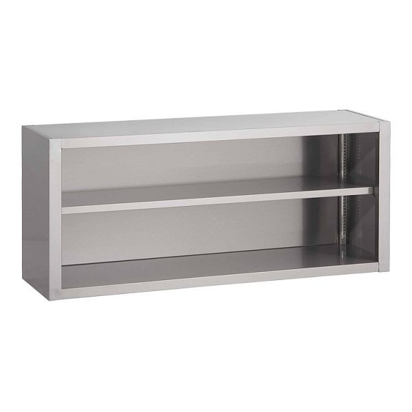 Gastro-Inox Edelstahl AISI 430 offener Wandschrank 1300x400x600mm, mit verstellbarem Regal, 303.133