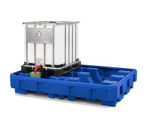 DENIOS Auffangwanne classic-line aus PE für 2 IBC, Abfüllbereich, 267609