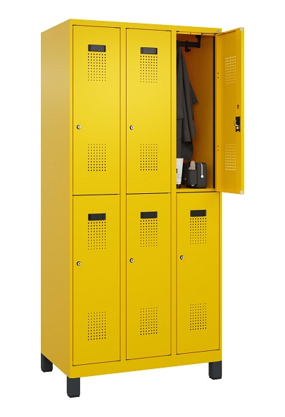 C+P Doppelstöckiger Spind Evolo PLUS, mit Füßen, 6 Fächer, 1950x900x500mm, 1023, Zylinderschloss, 049310-30 S10049