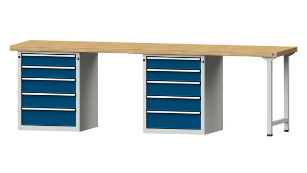 ANKE Werkbänke Kombiwerkbank, Modell 915 V, 2800 x 700 x 850 mm, RAL 7035/5010, BMP 50 mm, 415.130